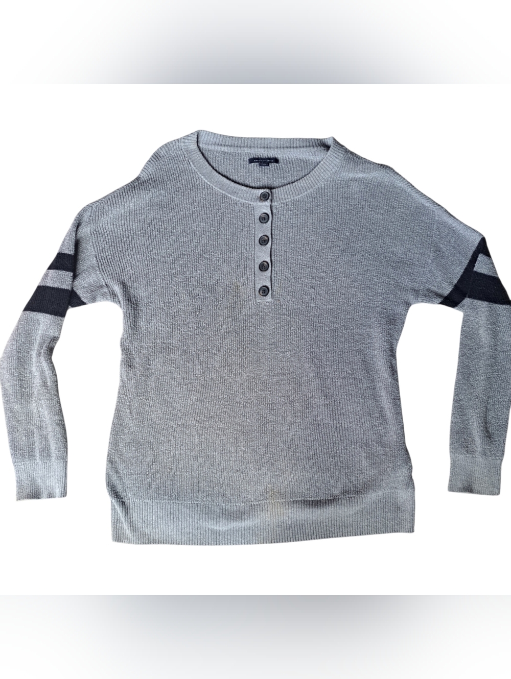 American Eagle Henley Sweater Women’s Small Gray Knit Button Front Casual